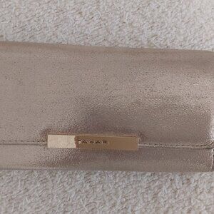 Tahari Gold Lame Fabric Trifold Organizer Wallet.    Size 6.5x3.5